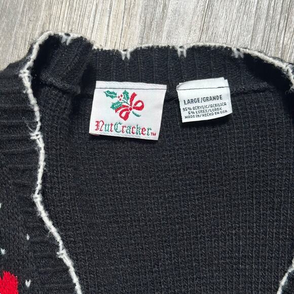 Christmas Sweater Women's Large Vintage NutCracker Cardigan Holiday Long - Picture 4 of 6